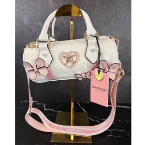 NWT Juicy Couture "Save The Best For Last" White Mini Barrel Quilted Handbag Y2K